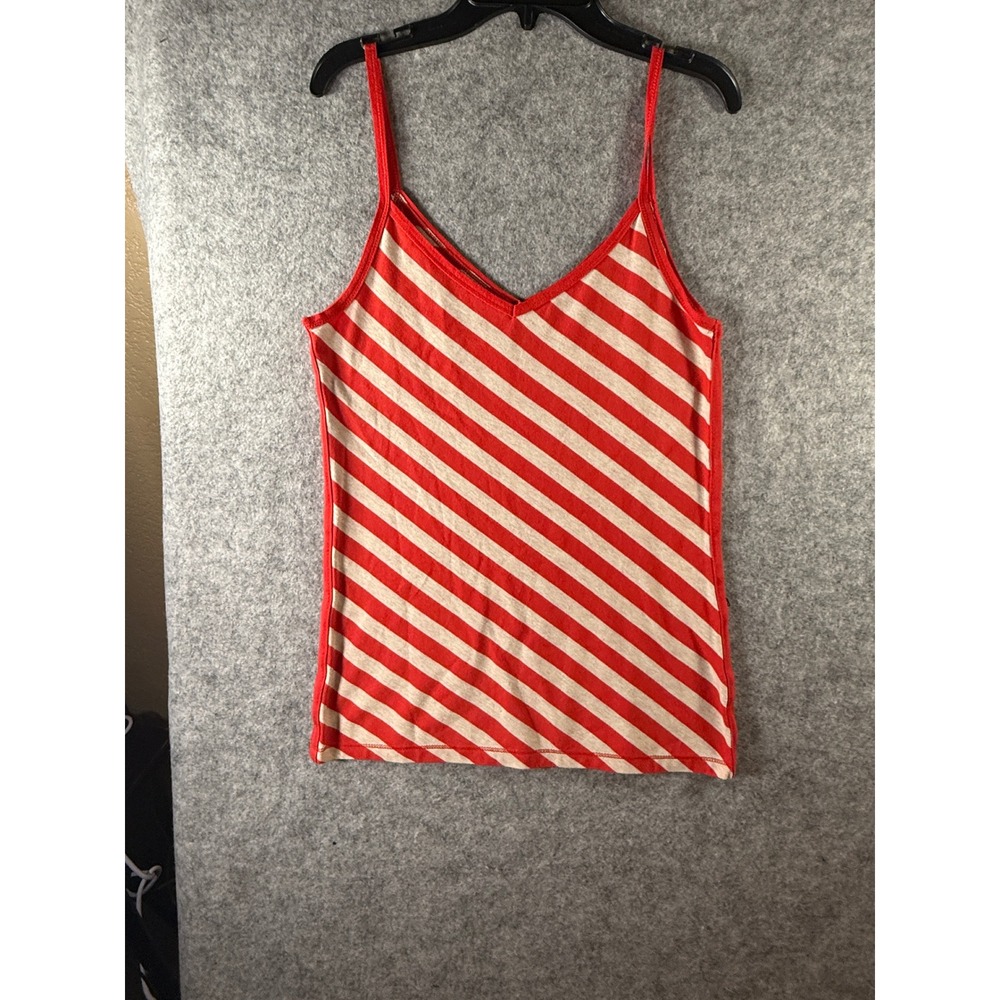 Old Navy Womens Red Cream Striped V-Neck Cami Tank Top Small